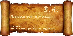 Mansberger Alfonza névjegykártya